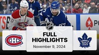 NHL Highlights | Canadiens vs. Maple Leafs - November 09, 2024