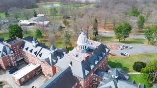 Ariel footage of Broughton hospital/ founded 1883, Morganton North Carolina.