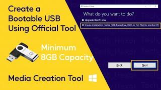 How To Make A Windows 10 Bootable USB Flash Drive | Official Way | Media creation tool