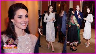 Catherine Stunning In A Sparkling Silk Dress As She Joined William At Buckingham Palace Reception