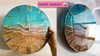 "How to Make a Full-Resin Wall Clock  | Ocean Design with Shells & Sand"