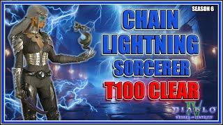 Best Chain Lightning Sorcerer Build T100 Pit Clear - Season 6 Diablo 4