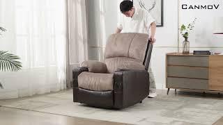 CANMOV RECLINER CHAIR ASSEMBLY INSTRUCTIONS-Power Lift Recliner Chair with Heated and Vibration