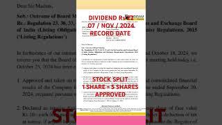  1 SHARE = 5 SHARES Shriram finance Ltd share #stocksplit #dividend update #stockmarket #smju #bse