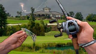 Golf Course Pond Hopping In A THUNDERSTORM! (Topwater Fishing)