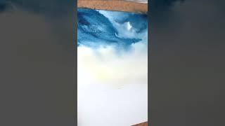 Abstract Watercolour Painting - Using Just 2 Colours & a Plastic Card!!