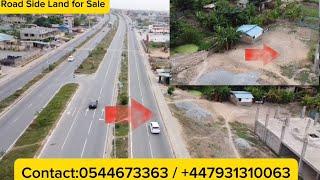 ROAD SIDE LAND FOR SALE IN POKUASE ACCRA-GHANA.1 MINUTE DRIVE FROM POKUASE INTERCHANGE LAND FOR SALE