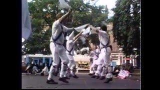 York, England traditional folk dance and city scenes, music in the streets