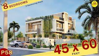 45x60 North Facing House Plan | 2700 Square feet | 8 BHK | 45x60 House Design | 45By60 House Design.