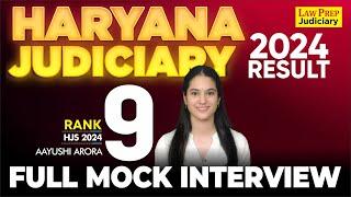 HJS Full Mock Interview | Ayushi Arora | Rank 9 | Haryana Judiciary Result Out 