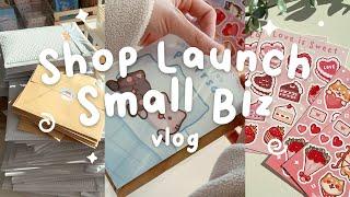 small business vlog  valentine shop launch prep, making stickers & cards, packing orders