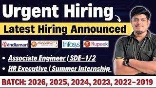 IndiaMart Hiring Announced | Infosys, Avasoft New Hiring | 2026, 2025, 2024, 2023, 2022-2019 BATCH