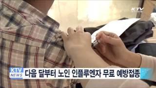 다음달부터 노인 인플루엔자 무료 예방접종