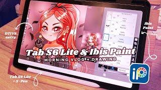 TAB S6 LITE DRAWING #3 | drawing with Ibis Paint and a short morning vlog ️