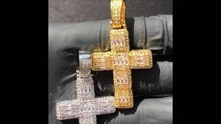 Diamond Baguette Cross Pendant- UrbanGold Shop