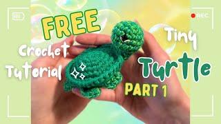 Part 1: Tiny Turtle Free Amigurumi Crochet Tutorial Pattern by Roxy's Crochet - Beginner Friendly!