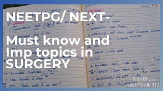 Must know/ Imp topics of Surgery for NEETPG / NEXT