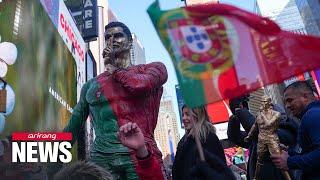 Cristiano Ronaldo statue unveiled in Times Square