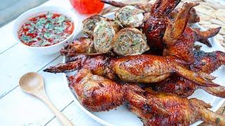 STUFFED CHICKEN WINGS: Sweet chili sauce, deboning chicken wings, stuffing, & cooking it.