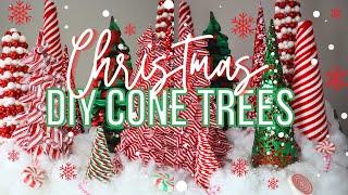 Christmas | DIY Cone Trees Using Glitter, Ribbon, Yarn & More! | DIY Christmas Decor 