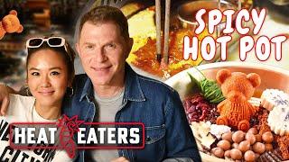 Bobby Flay Eats FIERY Hot Pot + Spicy Street Food & Chinese Noodle Tutorial! | Heat Eaters