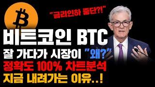 비트코인 BTC [긴급] 잘 올라가다가 지금 내려가는 이유...! "왜?" 정확도 100% 전망분석, 영상 필수시청..! #코인시황