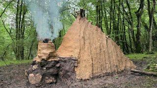 Bushcraft Camp In My Cozy Survival Shelter In The Forest & Bushcraft Cooking, Relaxing Day