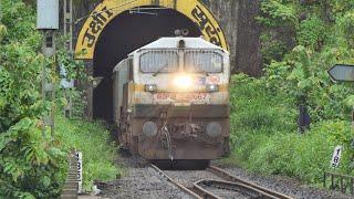 Konkan Railways | Tunnels and Trains | Trains Through Tunnel | Mangala + Konkan Kanya + Tutari | I R