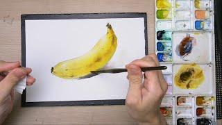 Watercolor Tutorial EP8｜水彩靜物的畫法-香蕉篇（水彩基本功）Hou Yan-Ting