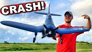 You Won't Believe This Crash on Brand New E-Flite Corsair RC Warbird Plane!!!