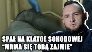 "Mama się tobą zajmie". Policja interweniuje przy śpiącym na klatce