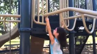 My Daughter, Spider-Girl, scales the playground, no legs needed!