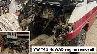 VW T4 engine removal (1994 2.4d AAB engine) - VERY rusty T4 transporter restoration build!