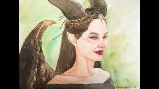 ( Speedpaint ) Maleficent Watercolor Process - Vẽ tranh chân dung màu nước