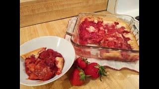 Strawberry Cobbler Cake with Frozen Strawberries‍