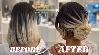 short hair updo for wedding tutorialآموزش شینیون موهای کوتاه با مو اضافه