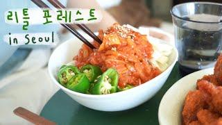 도시형 리틀포레스트 : 서울 1인가구 집밥 요리 vlog | 닭가슴살로 찜닭 만들기 , 버터 단호박스프, 김치비빔국수