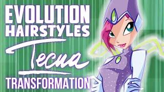 The EVOLUTION of Tecna hairstyles in transformations at the Winx Club! [2004-2019]