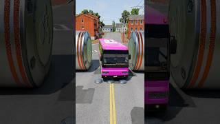 Buses Bollards Crush #beamngdrive #bus #shorts