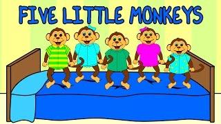 5 LITTLE MONKEYS (JUMPING ON THE BED) –Nursery Rhyme Kids Songs Five Little Monkeys by 123ABCtv