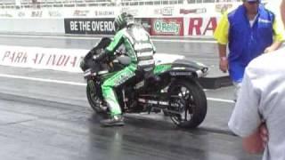 Wild ride on 8 second ZX14 turbo motorcycle, crazy launch by Rickey Gadson