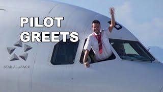 Austrian A320 - Landing & Takeoff, Pilot GREETS on Taxi - Diagoras Intl Spotting Adventure