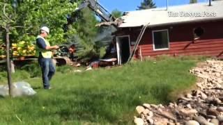 Demolition of flood-damaged house on N St Vrain - mountain canyon west of Lyons #flooding  #climate