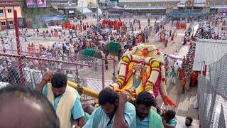 Lord Malayappa Swamy Enthralls Devout On Tirumala Mada Streets In Golden Tiruchi