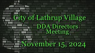 City of Lathrup Village.  DDA Directors Meeting. November 15, 2024.