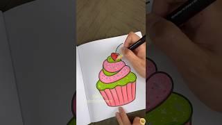 Cupcake Coloring Fun | Pink, Green & Sprinkle Magic #shorts