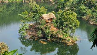 TIMELAPSE: 120 days alone build a wooden house on the island off grid