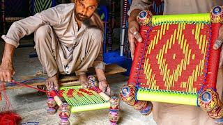 Aesthetic Technique of Weaving a Footstool | Beautifully Nylon Weaved Sitting Stool Design Making