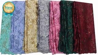 Bestway latest lace materials sequins embroidery african lace fabric