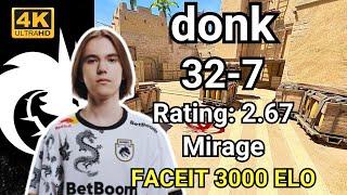 donk (32-7) SoloQ Rating:2.67 VOICE COMMS (Mirage) | FACEIT Ranked | Sep 10, 2024 #cs2 #pov